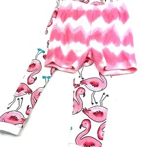 Baby pants shorts Flamingo Size 18m girls 2pc set children kids pink white